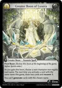 Greater Boon of Luxera - Radiant Origins: Pantheon - Grand Archive TCG card