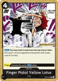 Finger Pistol Yellow Lotus - Adventure on Kami's Island Release Event Cards - One Piece Card Game card