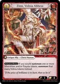 Zinn, Volnia Abbess - Radiant Origins - Grand Archive TCG card