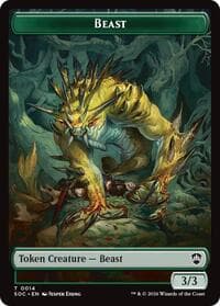 Beast // Fractal (0004) Double-Sided Token - Commander: Secrets of Strixhaven - Magic: The Gathering card