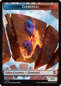 Elemental (0021) // Phyrexian Myr Double-Sided Token - Commander: Secrets of Strixhaven - Magic: The Gathering card