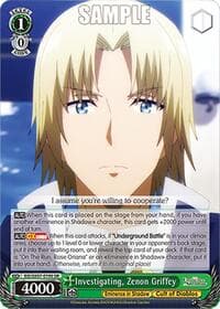 Investigating, Zenon Griffey (SR) - The Eminence in Shadow - Weiss Schwarz card