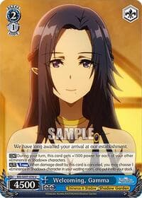 Welcoming, Gamma - The Eminence in Shadow - Weiss Schwarz card