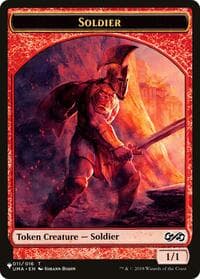 Soldier (UMA) // Dwarf (ELD) Double-sided Token - The List Reprints - Magic: The Gathering card