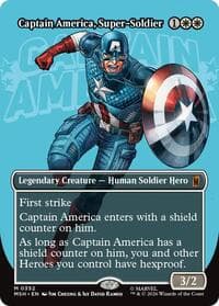Captain America, Super-Soldier (Borderless) (0352) - Marvel Super Heroes - Magic: The Gathering card