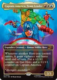Captain America, Team Leader (Borderless) - Commander: Marvel Super Heroes - Magic: The Gathering card