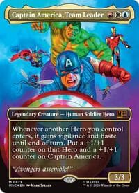 Captain America, Team Leader (Borderless) (Surge Foil) - Commander: Marvel Super Heroes - Magic: The Gathering card