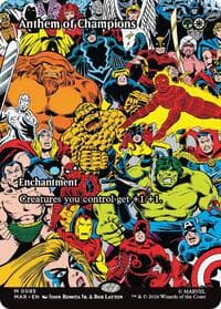 Anthem of Champions (Borderless) - Marvel Universe Eternal-Legal - Magic: The Gathering card