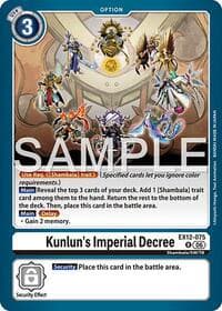 Kunlun's Imperial Decree - Digital World Shambala - Digimon Card Game card