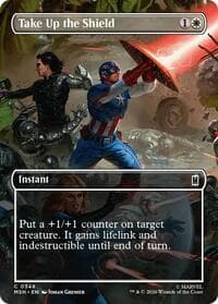 Take Up the Shield (Borderless) - Marvel Super Heroes - Magic: The Gathering card