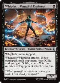 Whiplash, Vengeful Engineer - Marvel Super Heroes - Magic: The Gathering card
