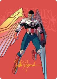 Captain America, Wings of Freedom Art Card (22/45) (Gold-Stamped Signature) - Art Series: Marvel Super Heroes - Magic: The Gathering card