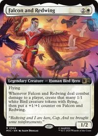 Falcon and Redwing (Extended Art) - Commander: Marvel Super Heroes - Magic: The Gathering card