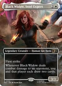 Black Widow, Intel Expert (Borderless) - Commander: Marvel Super Heroes - Magic: The Gathering card