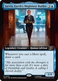 Jarvis, Earth's Mightiest Butler (Extended Art) - Commander: Marvel Super Heroes - Magic: The Gathering card