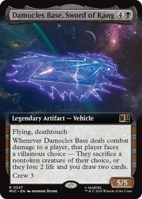 Damocles Base, Sword of Kang (Extended Art) - Commander: Marvel Super Heroes - Magic: The Gathering card