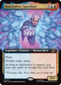 Quicksilver, Speedster (Extended Art) - Commander: Marvel Super Heroes - Magic: The Gathering card