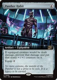 Panther Habit (Extended Art) - Commander: Marvel Super Heroes - Magic: The Gathering card