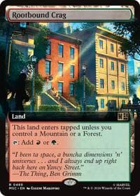 Rootbound Crag (Extended Art) - Commander: Marvel Super Heroes - Magic: The Gathering card