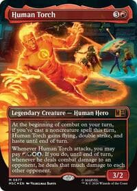 Human Torch (Borderless) (Surge Foil) - Commander: Marvel Super Heroes - Magic: The Gathering card