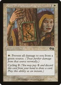Rune of Protection: Green - Urza's Saga - Magic: The Gathering card