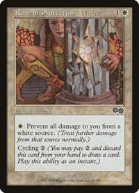 Rune of Protection: White - Urza's Saga - Magic: The Gathering card