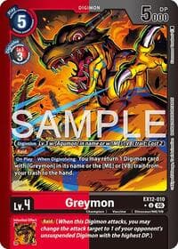 Greymon (Limited Foil) - Digital World Shambala - Digimon Card Game card
