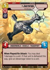 Justifier - Relentless (Hyperspace Foil) - Ashes of the Empire - Star Wars: Unlimited card