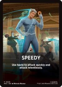 Speedy Theme Card - Commander: Marvel Super Heroes - Magic: The Gathering card