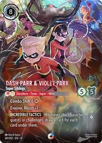 Dash Parr & Violet Parr - Super Siblings (Enchanted) - Attack of the Vine! - Disney Lorcana card