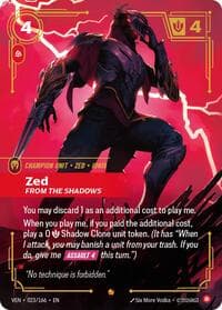 Zed, From the Shadows - Vendetta - Riftbound: League of Legends Trading Card Game card