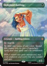 Delighted Halfling (Borderless) (Surge Foil) - The Hobbit: Eternal-Legal - Magic: The Gathering card