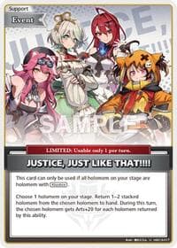 JUSTICE, JUST LIKE THAT!!!! (U) - SD13: Start Deck: Oshi Justice - Hololive card