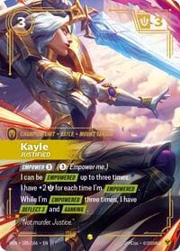 Kayle, Justified (Overnumbered) - Vendetta - Riftbound: League of Legends Trading Card Game card