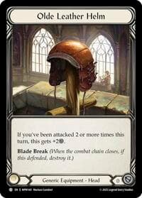 Olde Leather Helm - Mastery Pack Warrior - Flesh and Blood TCG card