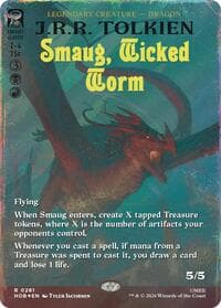 Smaug, Wicked Worm (Borderless) (Surge Foil) - The Hobbit - Magic: The Gathering card