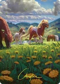 Troop of Ponies Art Card (Gold-Stamped Signature) - Art Series: The Hobbit - Magic: The Gathering card