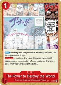 The Power to Destroy the World - The World's Strongest Warriors - One Piece Card Game card