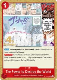 The Power to Destroy the World - The World's Strongest Warriors Release Event Cards - One Piece Card Game card