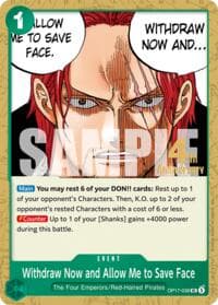 Withdraw Now and Allow Me to Save Face - The World's Strongest Warriors Release Event Cards - One Piece Card Game card