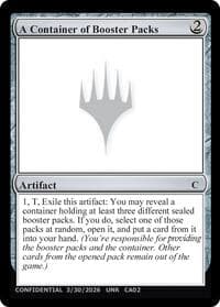 A Container of Booster Packs - Un-Known Event Playtest Cards - Magic: The Gathering card