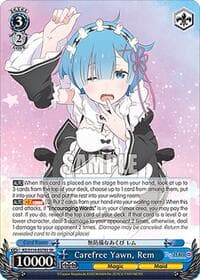Carefree Yawn, Rem (SR) - Re:ZERO -Starting Life in Another World- Vol.3 - Weiss Schwarz card