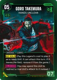 Goro Takemura - Hands Unclean - Embracing Power - Beta Starter Deck - Cyberpunk TCG card