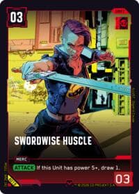 Swordwise Huscle - Welcome to Night City - Beta - Cyberpunk TCG card
