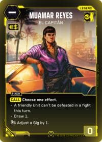 Muamar Reyes - El Capitan (Rare) - Welcome to Night City - Beta - Cyberpunk TCG card