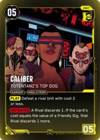 Caliber - Totentanz's Top Dog - Welcome to Night City - Beta - Cyberpunk TCG card