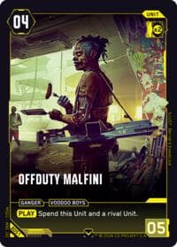 Offduty Malfini - Welcome to Night City - Beta - Cyberpunk TCG card
