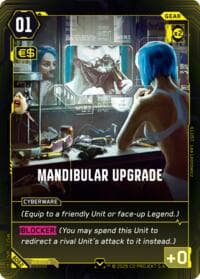 Mandibular Upgrade - Welcome to Night City - Beta - Cyberpunk TCG card