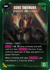 Goro Takemura - Vengeful Bodyguard (Rare) - Welcome to Night City - Beta - Cyberpunk TCG card