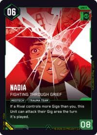 Nadia - Fighting Through Grief - Welcome to Night City - Beta - Cyberpunk TCG card